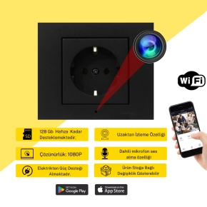 Siyah Duvar Prizi WiF� Gizli Kamera